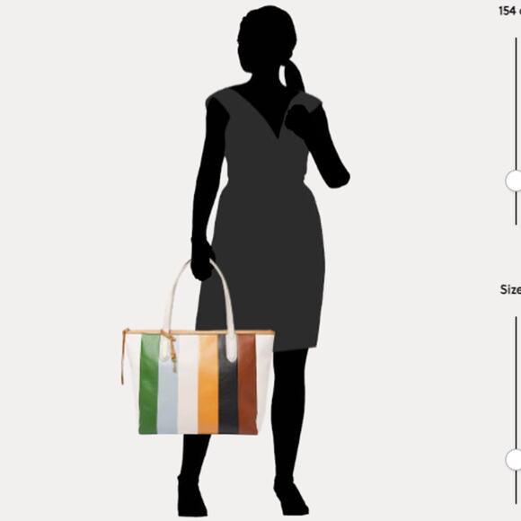 Fossil Sydney Large Striped Leather Tote Bag - White / Patchwork - Picture 10 of 10